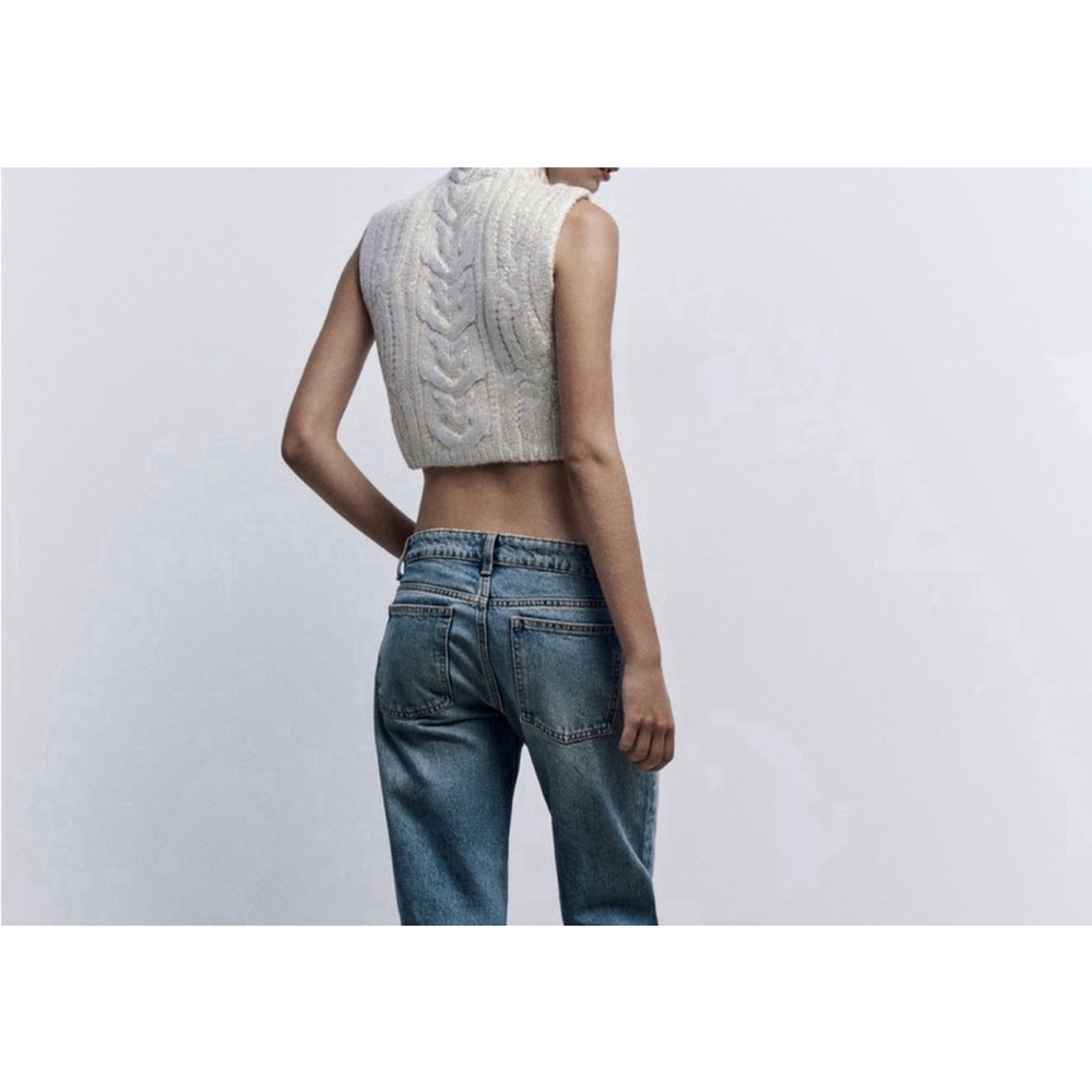 Zara Metallic Ivory Cable Knit Sweater Medium NWOT - Picture 3 of 5